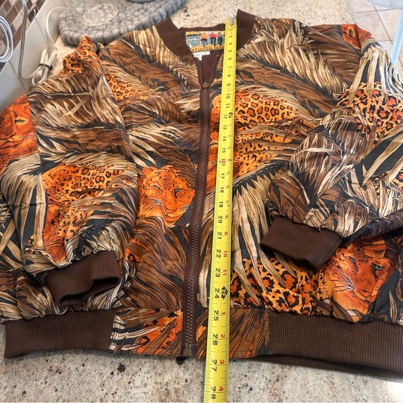 Vintage Silk Animal Print Bomber Jacket by Atlantic Beach Zip Front - Picture 8 of 8